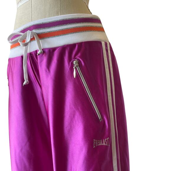 Y2K Track Pants Joggers Everlast Small Fuchsia Shiny Satin Boxing streetwear - Picture 2 of 7